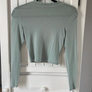 Pacsun Sea Foam Lettuce-Edge Womens Turtleneck